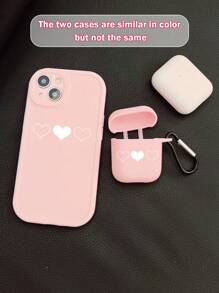 AirPods 1/2 Love Tim In Màu hồng Mờ Vỏ silicone Với ( Với 1 Miếng Tai nghe Cái móc ) Và Love Tim In Màu hồng Mờ Silicone Ốp lưng & bao da điện thoại ( Với Bảo vệ máy ảnh ) Đối với AirPods & iPhone , Bộ Của 2 - Nhiều màu - Xem 4