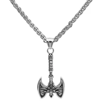 1pc Men's Vintage Viking Double Axe Pendant Necklace Jewelry Gift - Antique Silver - View 4