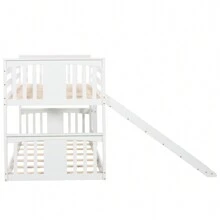 Nestfair Twin Over Twin Bunk Bed with Slide and Ladder