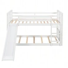 Nestfair Twin Over Twin Bunk Bed with Slide and Ladder