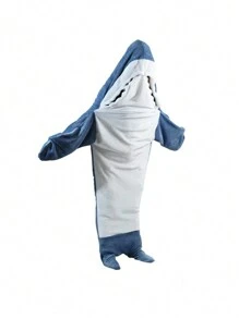 1pc Two-Tone Shark Design Sleeping Bag Camping - Blue - View 4