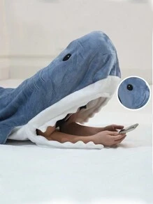 1pc Two-Tone Shark Design Sleeping Bag Camping - Blue - View 2