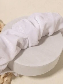 1pc Fabric Donut Hair Scrunchie, Winter - White - View 3
