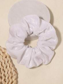 1pc Fabric Donut Hair Scrunchie, Winter - White - View 1
