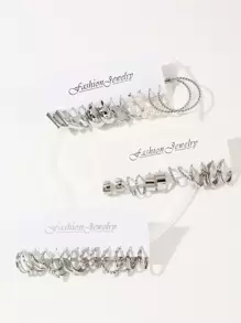 36件套仿珍珠装饰耳环，48件套多元素金属耳环套装，优雅珠宝礼品，女士生日礼物 - 銀色 - 查看 2