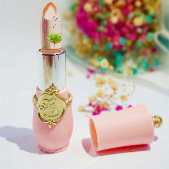 1入妝容果凍透明花溫度變色唇膏,不沾杯保濕變色唇膏