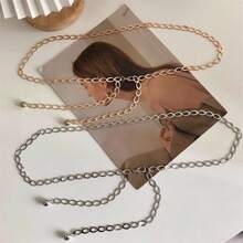 1 件女銀色牛仔褲裙帶,高端感,時尚金屬腰鍊,簡約顯瘦風格,休閒適合日常使用,ins 風格