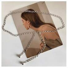 1 件女銀色牛仔褲裙帶,高端感,時尚金屬腰鍊,簡約顯瘦風格,休閒適合日常使用,ins 風格