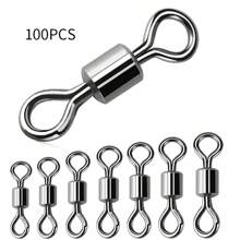 100pcs Connecteur De Leurre De Pêche À Roulement À Barillet Roulant À Anneaux Solides Lb