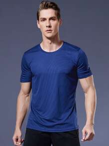 2pcs Boyfriend Style Men's Quick-Dry Sports Suit With Short Sleeve T-Shirt And Loose Breathable Tops For Fitness Running Gym Clothes Boyfriend Style Men Basic T Shirt Black - Black - View 6