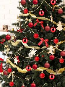 24pcs Plastic Classic Christmas Ball Ornament Set For Tree Decoration - Red - View 3