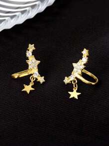 1pair 2024 Spring Recommended European And American Classic Non-Piercing Ear Clip. Suitable For Women To Wear In Festivals/Parties/Banquets/College/Business/Casual Occasions - One arrow, two hearts, pierced ear clips - View 7