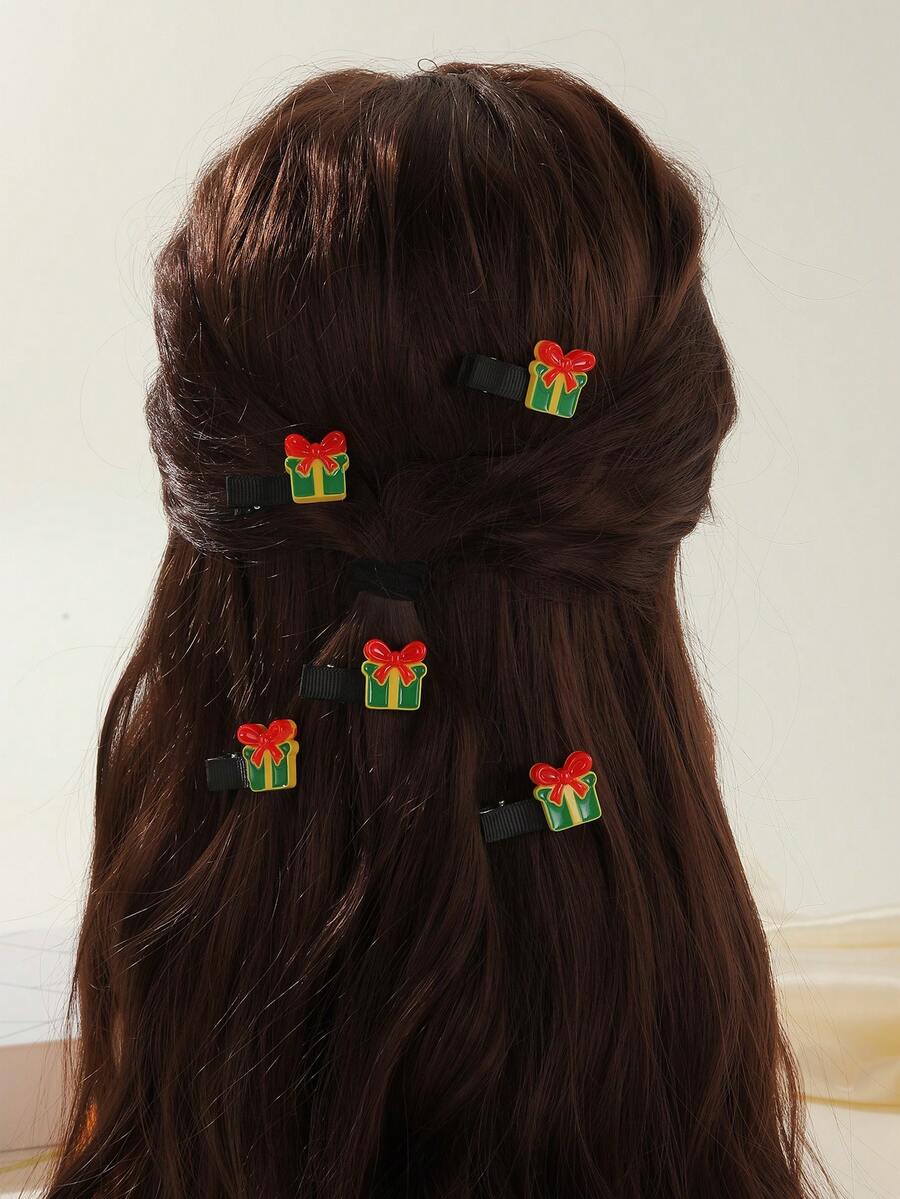 5入組女士聖誕節髮夾套裝,包括聖誕老人、鹿角、鹿、鬆釘,適用於日常、節日、派對、跳舞,可當作禮物贈送