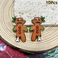 KAIDUODUO 10pcs Acrylic Horror Christmas Series Gingerbread Man & Christmas Tree & Stocking & Devil Diy Christmas Hair Accessories, Earrings, Pendant, Decoration, Punk Y2k Style - Multicolor - View 6