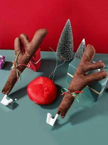 3入組鹿角與鼻子車用裝飾套件-窗戶頂部與格柵鹿角鈴鐺聖誕裝扮-汽車內飾套件