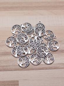 20入組/袋16x16mm(0.63x0.63英吋) 返璞風古銀色生命之樹吊墜,適用於diy珠寶製作 - 古銀色-20pcs - 查看 3