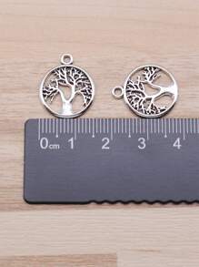 20入組/袋16x16mm(0.63x0.63英吋) 返璞風古銀色生命之樹吊墜,適用於diy珠寶製作 - 古銀色-20pcs - 查看 2