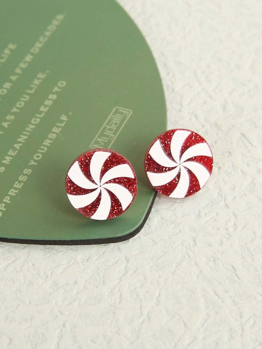 1對復古時尚和簡約優雅的鈕扣風格高端女士耳釘 - 彩色 - 查看 1