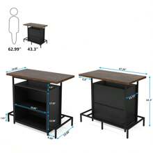 Tribesigns Home Bar Unit, Industrial 3-Tier Liquor Bar Table with Glasses Holder and Wine Storage, Wine Bar Cabinet Set Mini Bar with Footrest for Den Home Pub