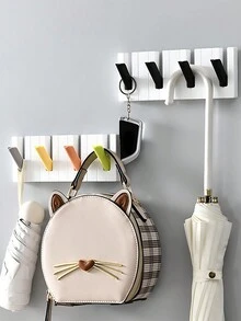 1pc Creative Piano-shaped Keychain Storage Hook, No-drill Hanging Solution For Bags - Black and White - View 4