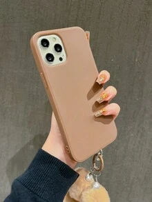 1 Miếng Nâu Hàn Quốc Phong cách Sang trọng Vật rủ xuống Dây buộc Mờ Màu thuần Ốp lưng & bao da điện thoại , Creative Chống sốc Di động bìa Tương thích với iPhone 15 - màu nâu - Xem 2