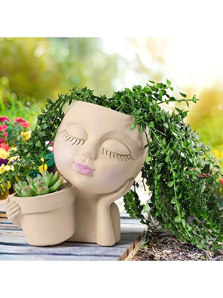 Vaso da fiori per il viso, in resina, per interni, per piante grasse