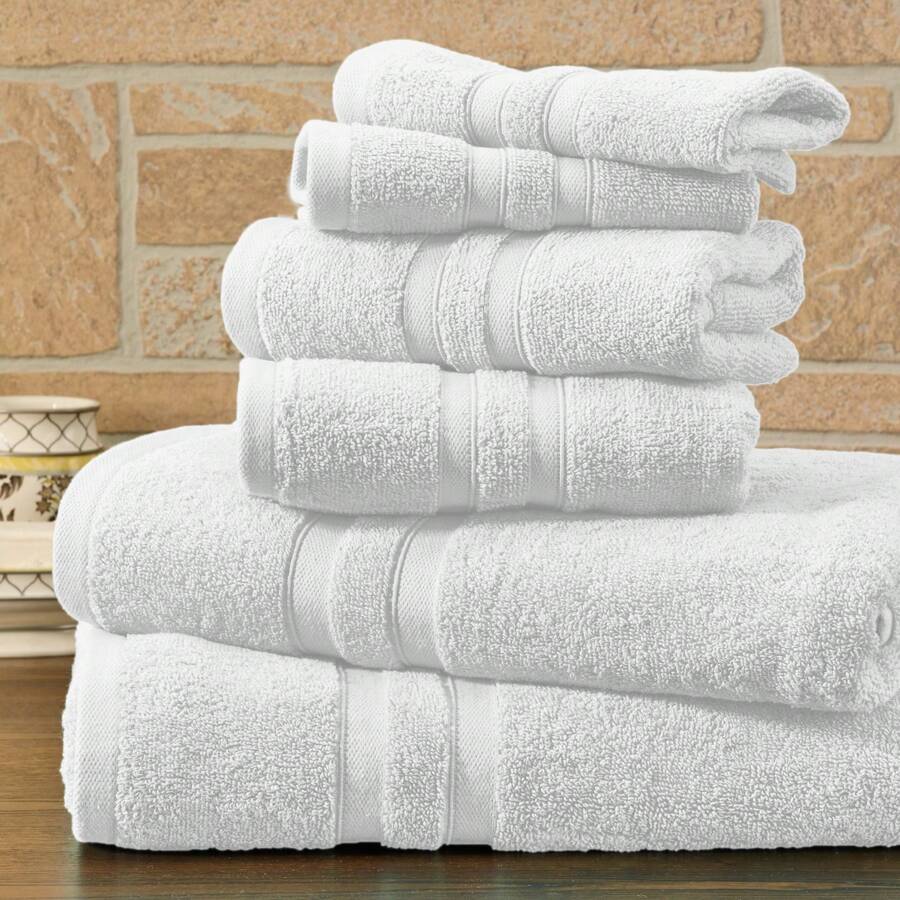 Bibb Home 6 Piece Egyptian Cotton Towel Set - 純白色 - 查看 1