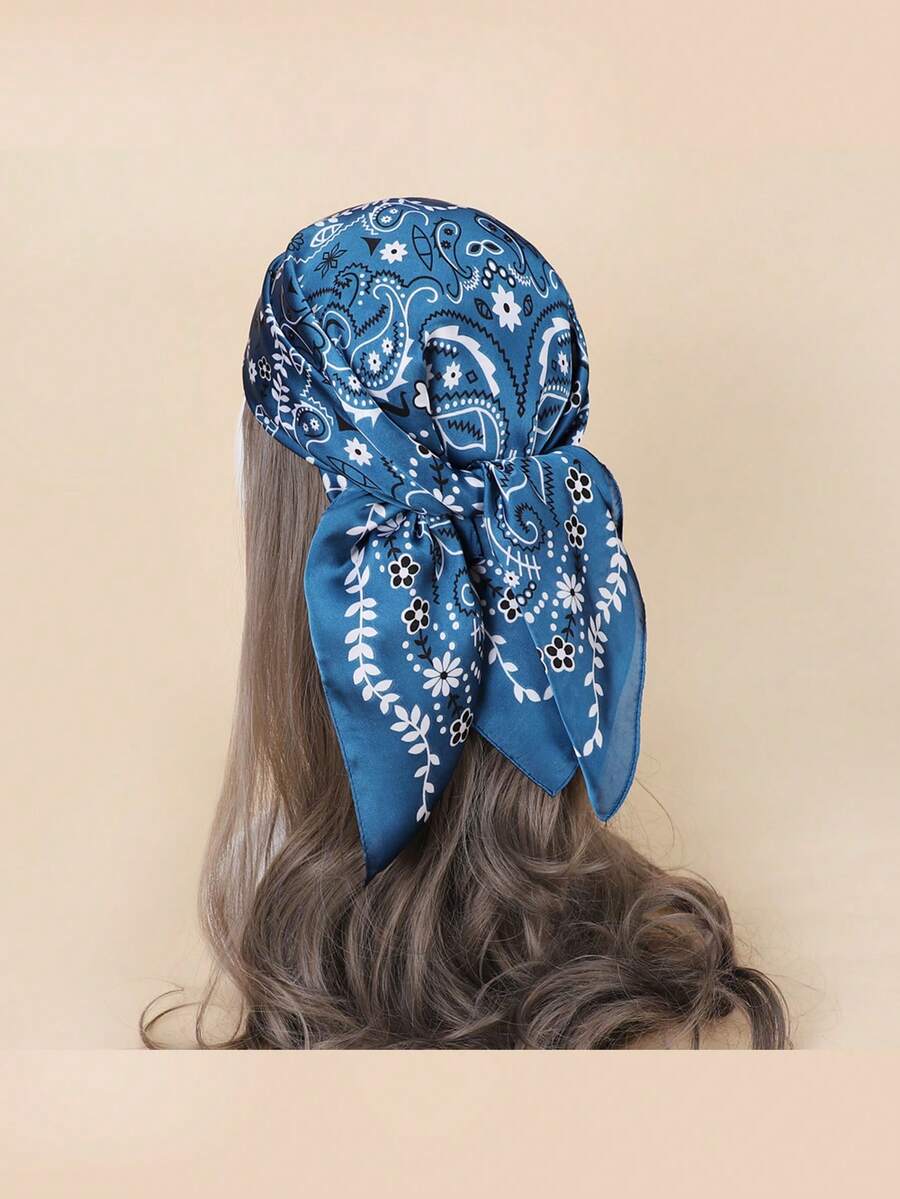 1條女式時尚多功能紅木紋絲巾,適用於頭帶、髮飾、沙灘巾、日常裝扮等