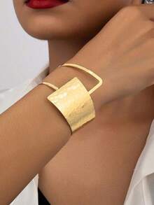 1pc Fashionable Minimalist Asymmetrical Style Bracelet For Women - Gold - View 2