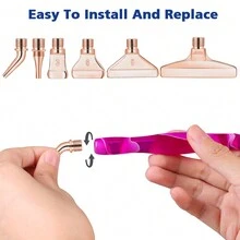 螺紋鑽石繪畫工具套裝:1支粉紅色筆、6支銀色螺紋鑽頭、6塊紅色膠蠟、2個盤子、1個盒子 - 炫彩色 - 查看 3