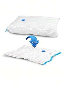 3个60cm * 80cm真空压缩收纳袋带泵，密封搬家袋适用于衣服毛衣毛毯被子家居空间，节省旅行整理空间，居家宿舍返校大学必备旅行收纳袋学生包套装衣物收纳盒衣柜收纳容器大容量收纳箱适用于卧室，可装毛毯床上用品棉被枕头玩具学校用品包 - 無色 - 查看 8