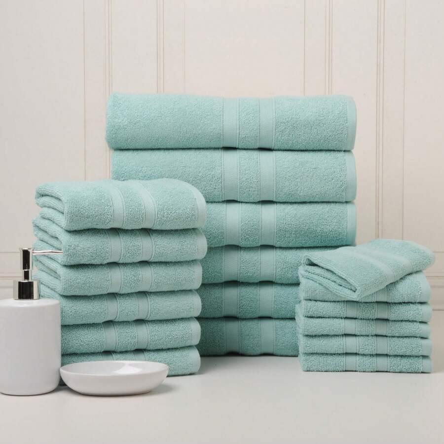 Bibb Home 18 Piece Egyptian Cotton Towel Set - 固體水色 - 查看 1