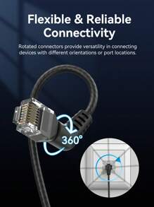 VENTION Cat 6 Ethernet Patch Cable Cat6 LAN Network Cord 360° Rotation Dual-Curved Head Design Ultra Fine High Speed 10Gbps 500Mhz For PC, Laptop, PS4/5, Router, Modem, Printer And More - Pink - View 3