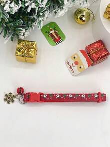 1pc Exquisite Red Pet Collar With Pendant - Red - View 2