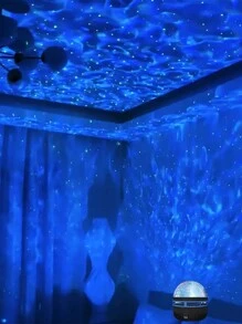 1pc Led Star & Water Pattern Atmosphere Lamp With Aurora Remote Projection And Usb Plug For Room Decoration - Multicolor - View 1