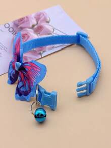 1pc Adjustable Buckle Butterfly Cat Collar Suitable For Pets' Neck, Applicable To Cats & Dogs - Baby Blue - View 4