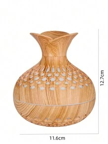 Flower Shaped Humidifier, Light Wood Grain Finish, Mini Size, Usb Powered, Quiet, 7 Colors, Air Purifying, For Home Office Desk