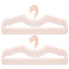 8pcs Short Neck Velvet Hangers With Non-slip & Space Saving Design, Perfect For Small/apartment Closets - Pink - View 1