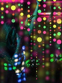 1入組17.6英尺紙質uv霓虹圓點花環,黑光派對裝飾用品,適用於婚禮生日發光派對裝飾,uv光反應霓虹派對小禮品 - 彩色 - 查看 2