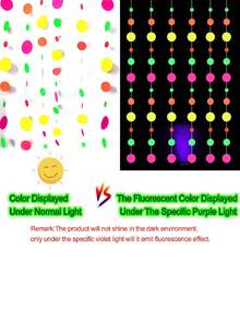 1入組17.6英尺紙質uv霓虹圓點花環,黑光派對裝飾用品,適用於婚禮生日發光派對裝飾,uv光反應霓虹派對小禮品 - 彩色 - 查看 6