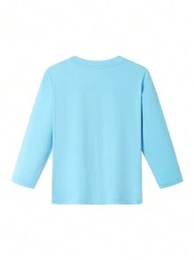 Annil Boys' Round Neck Long Sleeved Knitted Shirt, Spring And Autumn Loose Casual Cute T-Shirt Base Shirt