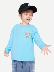 Annil Boys' Round Neck Long Sleeved Knitted Shirt, Spring And Autumn Loose Casual Cute T-Shirt Base Shirt