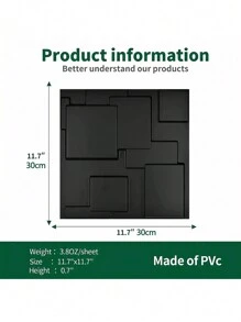 5/10 cái Hình học Textured 3D Dán giấy tường , 30x30cm Tấm ốp tường 3D Hình dán Đối với Nhà  Trang trí - màu đen - Xem 2