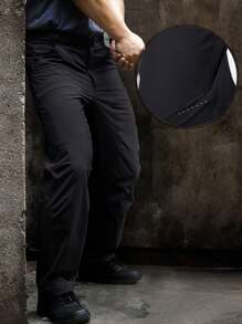 1件戶外休閒男裝寬鬆透氣彈性速乾長褲,防濺水運動登山褲 - 黑色 - 查看 6