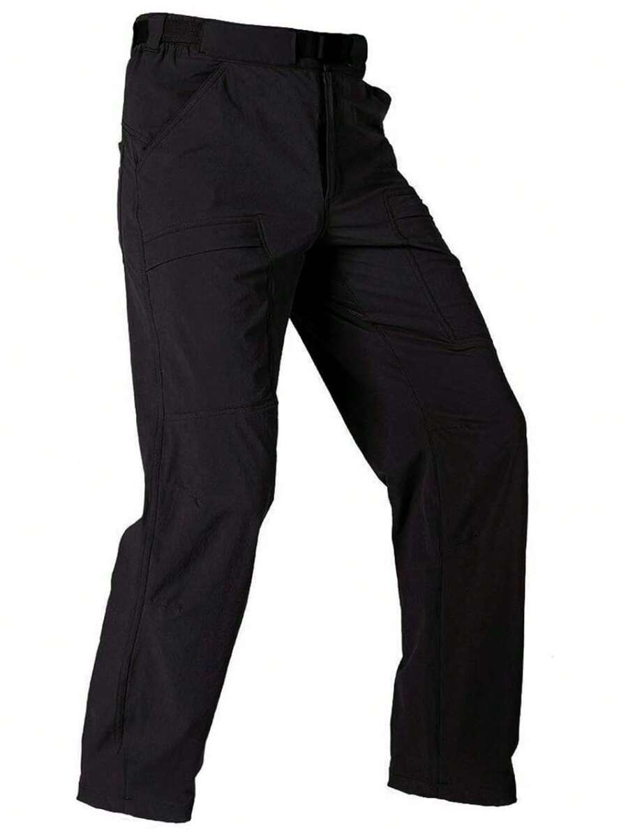 1件戶外休閒男裝寬鬆透氣彈性速乾長褲,防濺水運動登山褲 - 黑色 - 查看 1