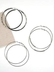 1set European And American Fashionable Platinum Color Earring Set Suitable For Women - Antique Silver - View 2