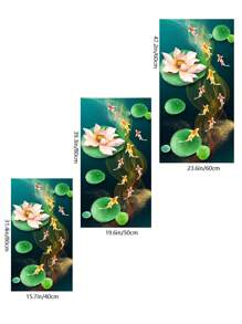 1張復古帆布牆藝,中式紅色錦鯉好運魚油畫海報,適用於牆面裝飾