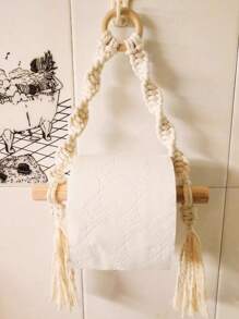 1 pezzo Portarotolo di carta igienica in stile bohémien, organizer da bagno per contenere i rotoli, espositore decorativo per camera da letto, ingresso, soggiorno, cameretta, porta gioielli e sciarpe (gancio casuale incluso)