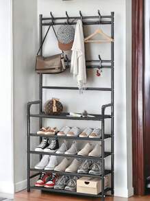 Organizer For Clothes Shoes Coat Rack Shoe Rack 5 Levels - Black - View 2