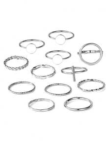 12pcs/set Women's Simple & Fashionable Mix-and-match Ring Set - ring set - View 6